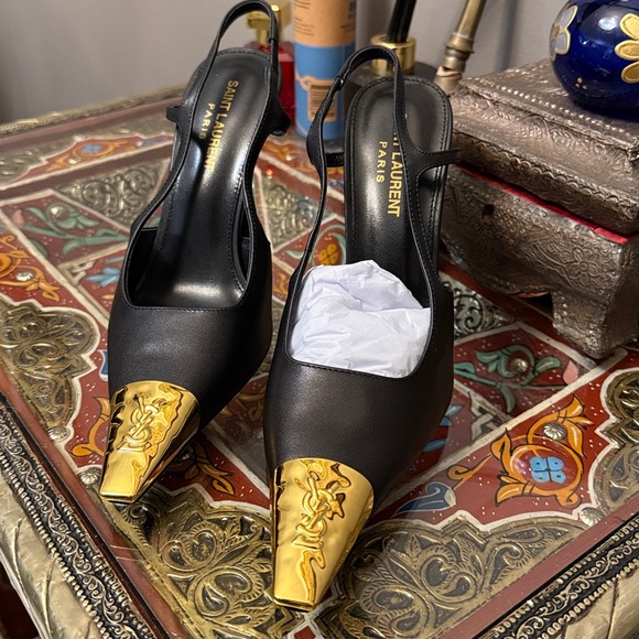 Saint Laurent Shoes - SAINT LAURENT Jeanne 110 leather slingback pumps